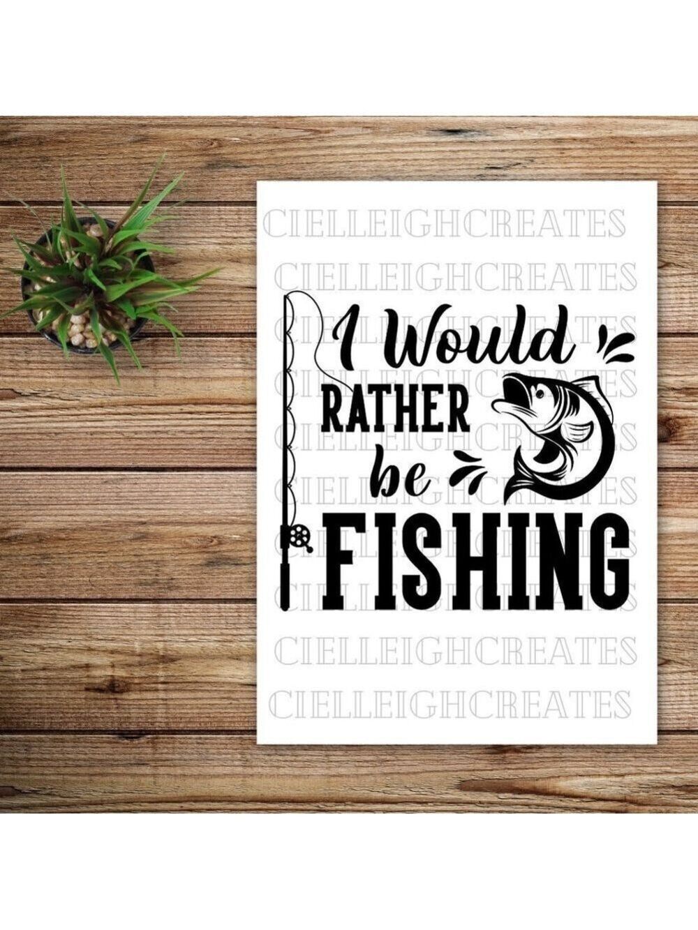 *2 for $20* I Would Rather Be Fishing vinyl decal Sticker Fish Rod Pole